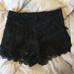 Black crotchet high rise shorts UO